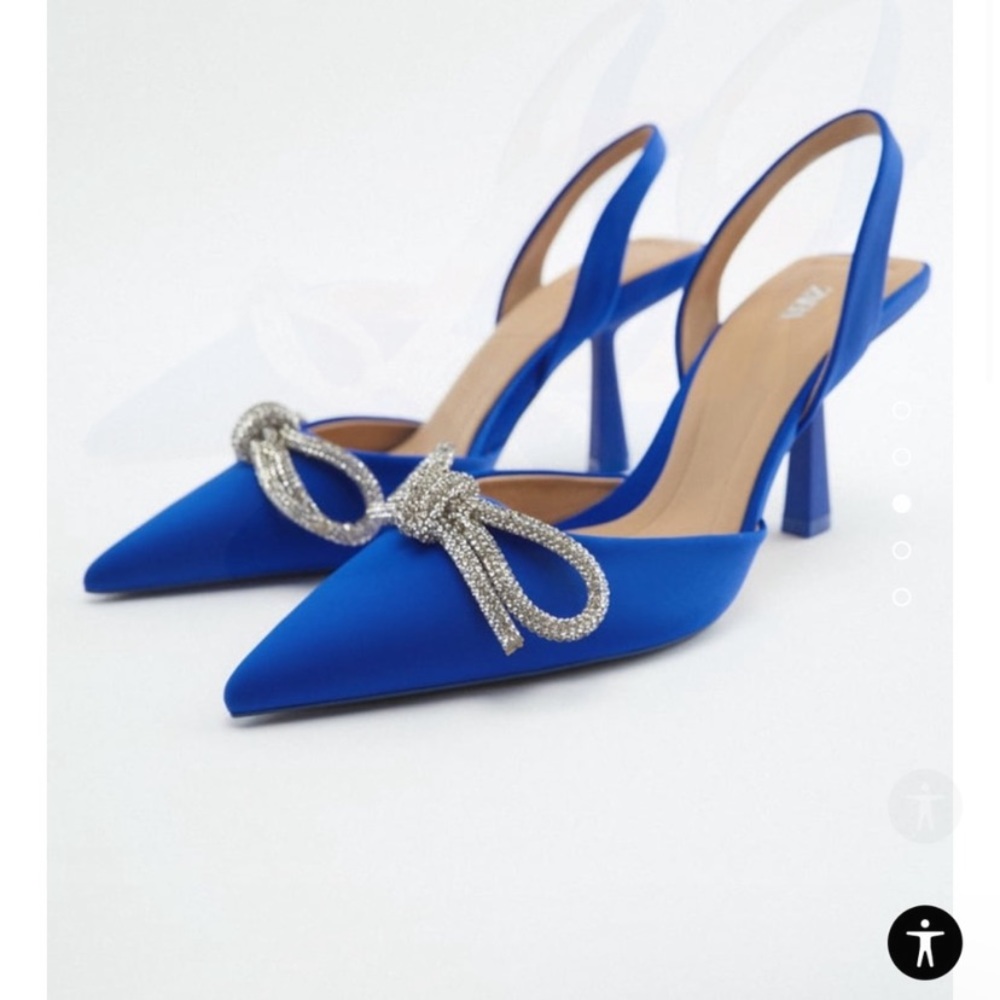 Women Zara EMBELLISHED BOW HEELED SLINGBACKS